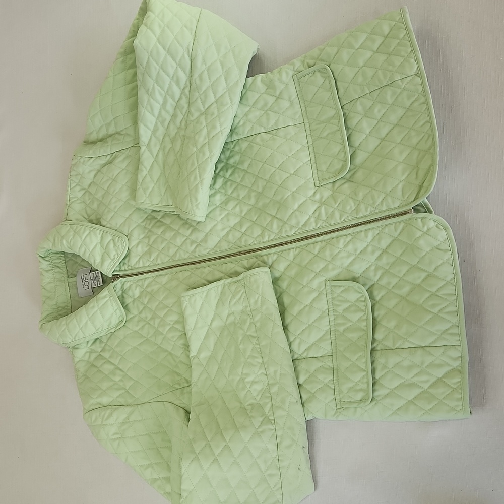 Ann Taylor Loft  Light Lime Green Quilted Jacket. Size 12 - Picture 4 of 9
